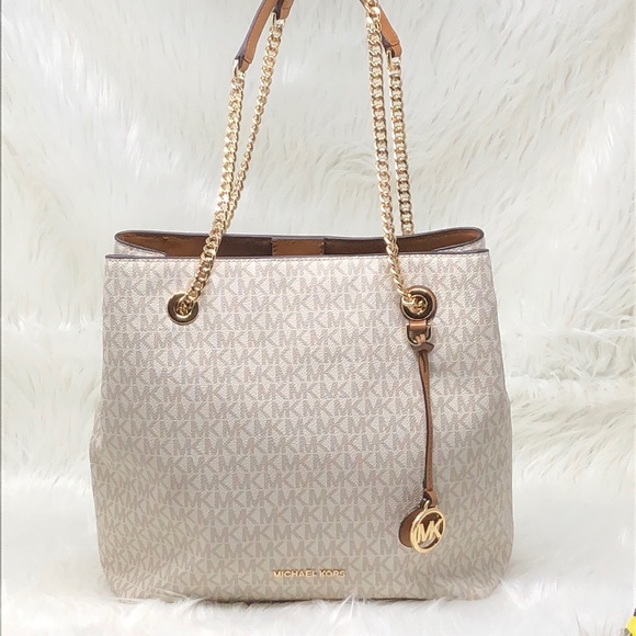 NWT Michael Kors Jet Set chain large tote vanilla - Picture 5 of 8